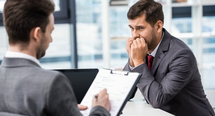 Nervous person at an interview